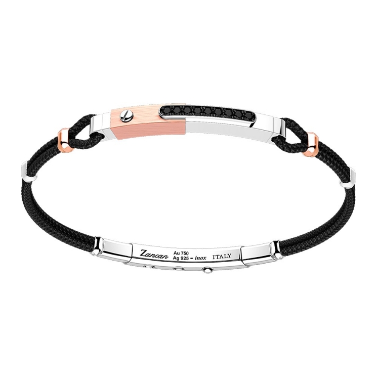 Zancan silver bracelet with 18K gold inserts, stones and kevlar.