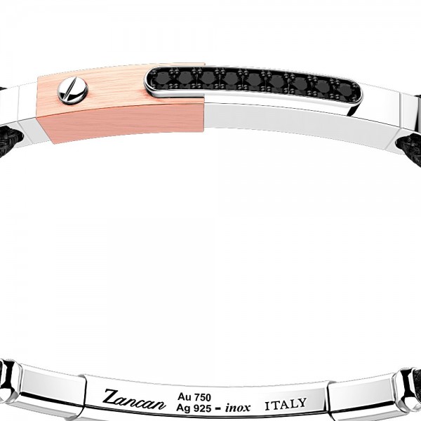 Zancan silver bracelet with 18K gold inserts, stones and kevlar.