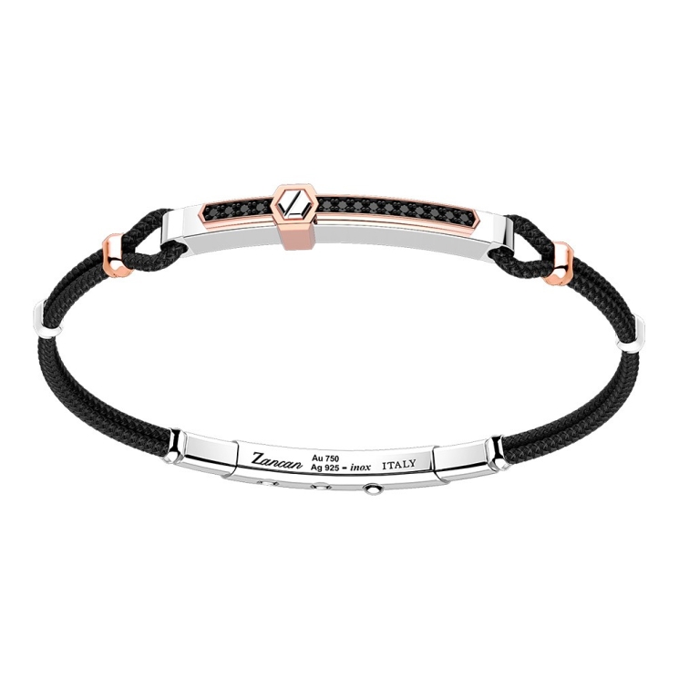 Bracciale Zancan in argento con inserti in oro 18k, pietre e kevlar.