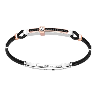 Pulsera Zancan de plata con insertos de oro de 18 kt, piedras y kevlar.