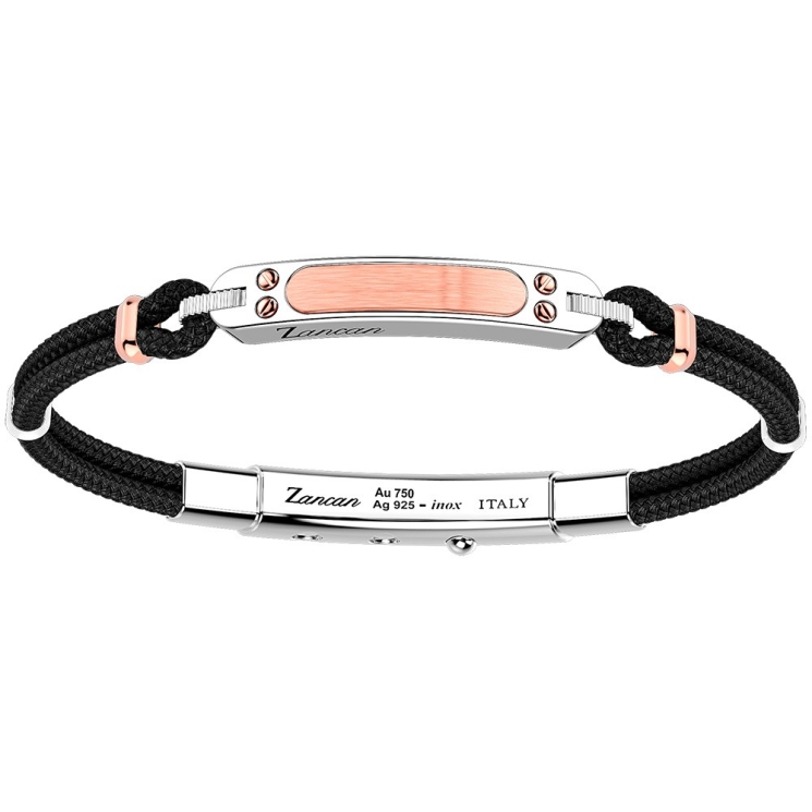 Zancan silver bracelet with 18K gold inserts and kevlar.