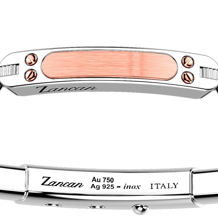 Zancan silver bracelet with 18K gold inserts and kevlar.