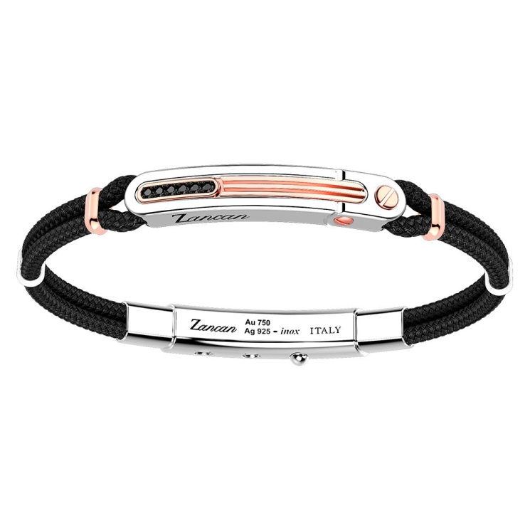 Bracciale Zancan in argento con inserti in oro 18k, pietre e kevlar.
