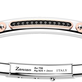 Zancan silver bracelet with 18K gold inserts, stones and kevlar. 2