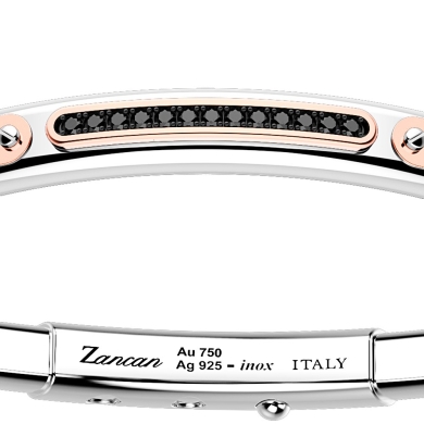 Zancan silver bracelet with 18K gold inserts, stones and kevlar.