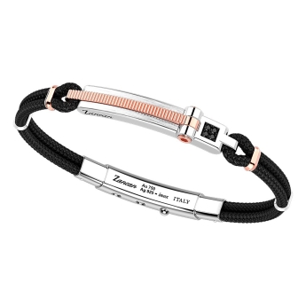 Bracciale Zancan in argento con inserti in oro 18k e kevlar.