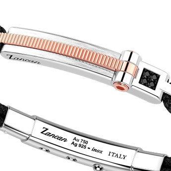 Zancan silver bracelet with 18K gold inserts and kevlar. 2