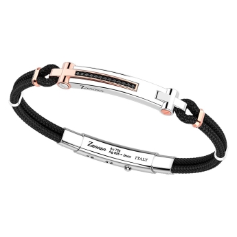 Bracciale Zancan in argento con inserti in oro 18k, pietre e kevlar.