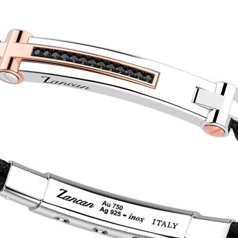 Zancan silver bracelet with 18K gold inserts, stones and kevlar. 2