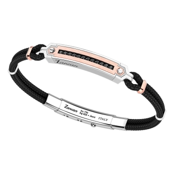 Zancan-Armband aus Silber mit Einsätzen aus 18-karätigem Gold, Edelsteinen und Kevlar.