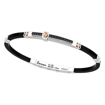 Zancan silver bracelet with 18K gold inserts, stones and silicone.