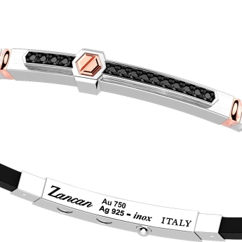 Bracciale Zancan in argento con inserti in oro 18k, pietre e silicone. 2