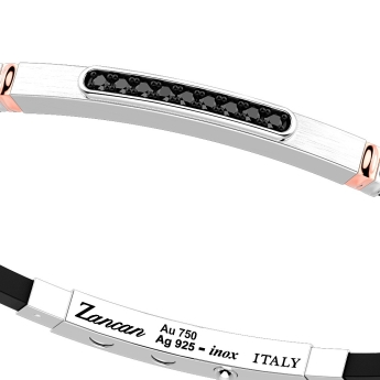 Zancan-Armband aus Silber mit Einsätzen aus 18-karätigem Gold, Edelsteinen und Silikon. 2