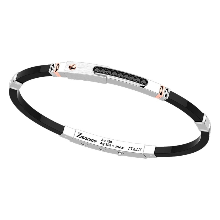 Bracciale Zancan in argento con inserti in oro 18k, pietre e silicone.