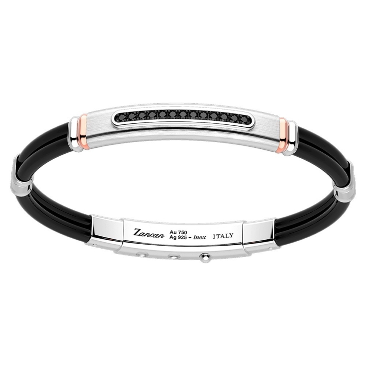 Pulsera Zancan de plata con insertos de oro de 18 kt, piedras y silicona.
