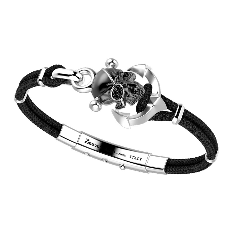 Zancan kevlar bracelet with silver skull.