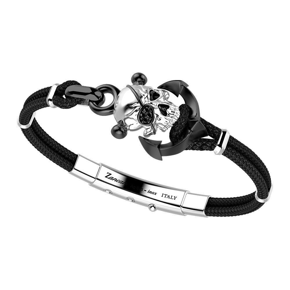 Zancan kevlar bracelet with silver skull.