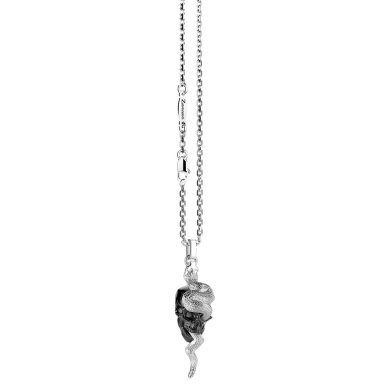 Collar Zancan de plata con colgante de calavera y serpiente.