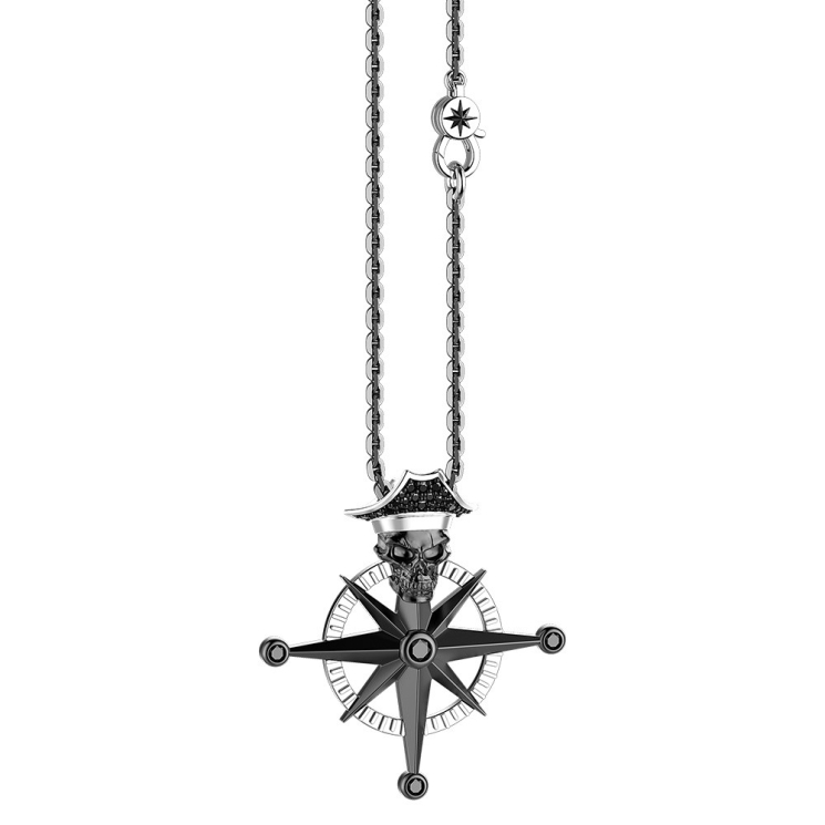 Collar Zancan de plata con colgante de calavera de pirata.