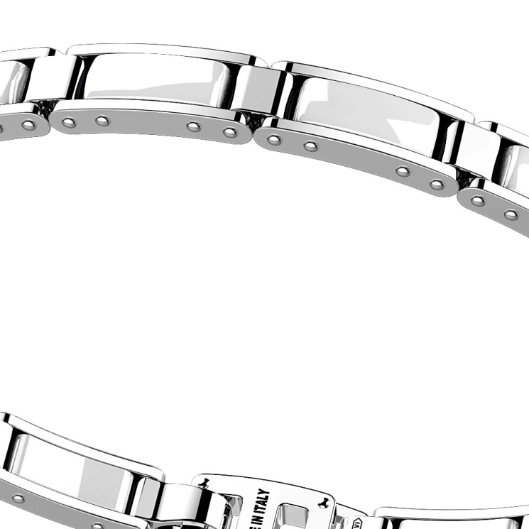 Bracciale in argento e ceramica a maglie corte.