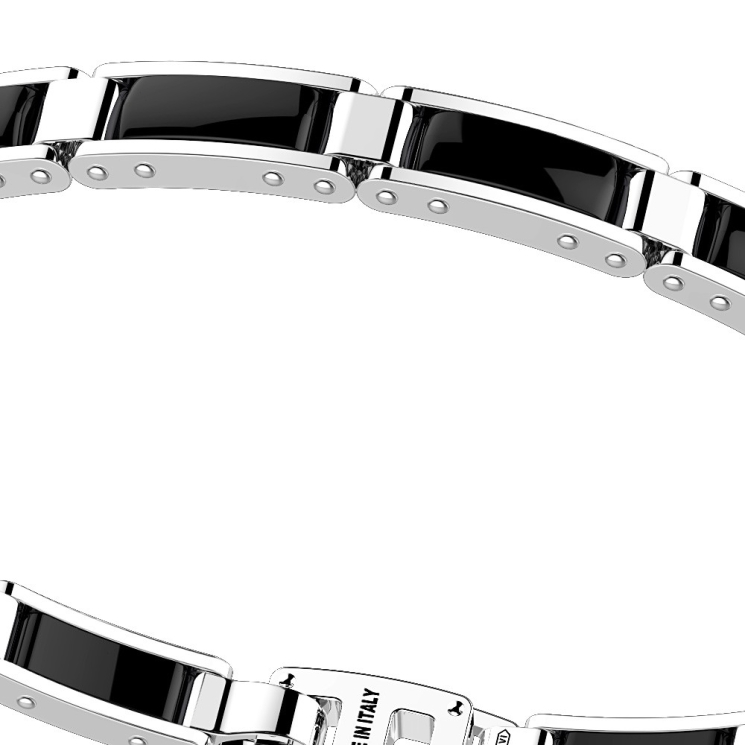Bracciale in argento e ceramica a maglie corte.