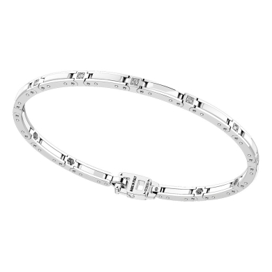 Bracciale con maglie in ceramica argento e pietre.