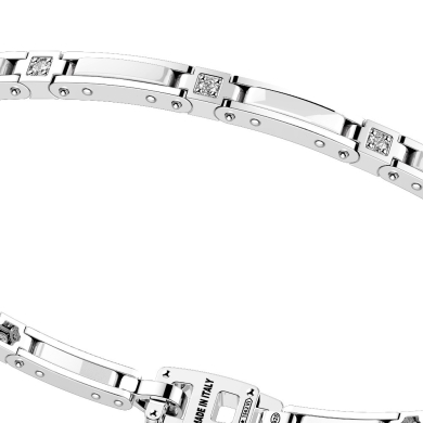 Bracciale con maglie in ceramica argento e pietre.