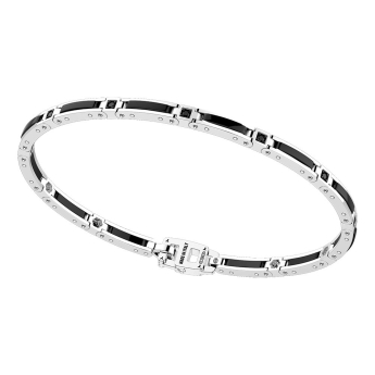Silver and white ceramic bracelt with white sapphires