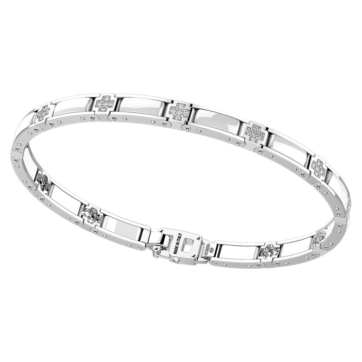 Silver and black ceramic bracelt and black spinels