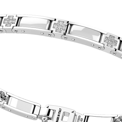 Silver and black ceramic bracelt and black spinels