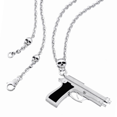 Silver necklace with black spinels