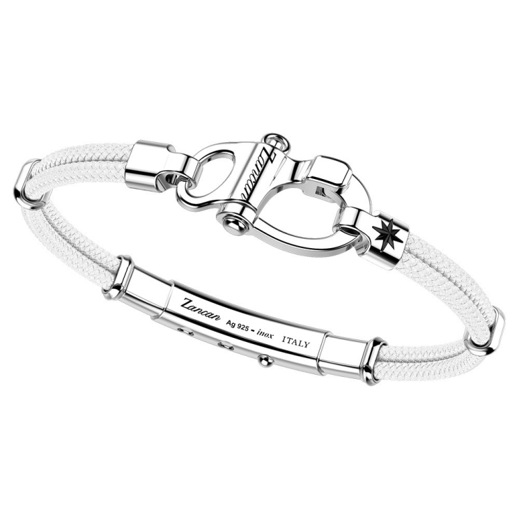 Pulsera Zancan de kevlar con gancho náutico de plata.