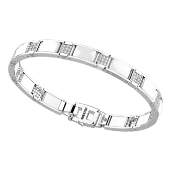 Bracciale in argento con maglie in ceramica e pietre.