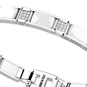 Bracciale in argento con maglie in ceramica e pietre. 2