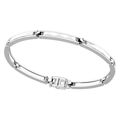 Bracciale in argento con maglie in ceramica e raccordi bruniti.