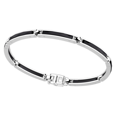 Bracciale in argento con maglie in ceramica e raccordi bruniti.