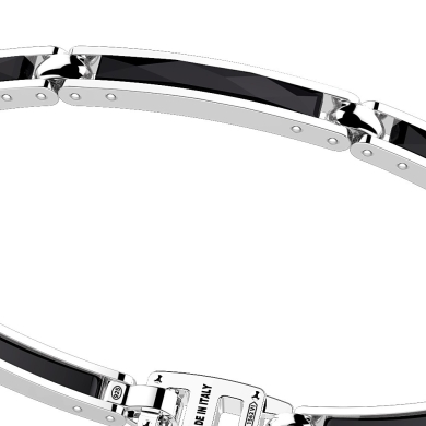 Bracciale in argento con maglie in ceramica e raccordi bruniti.