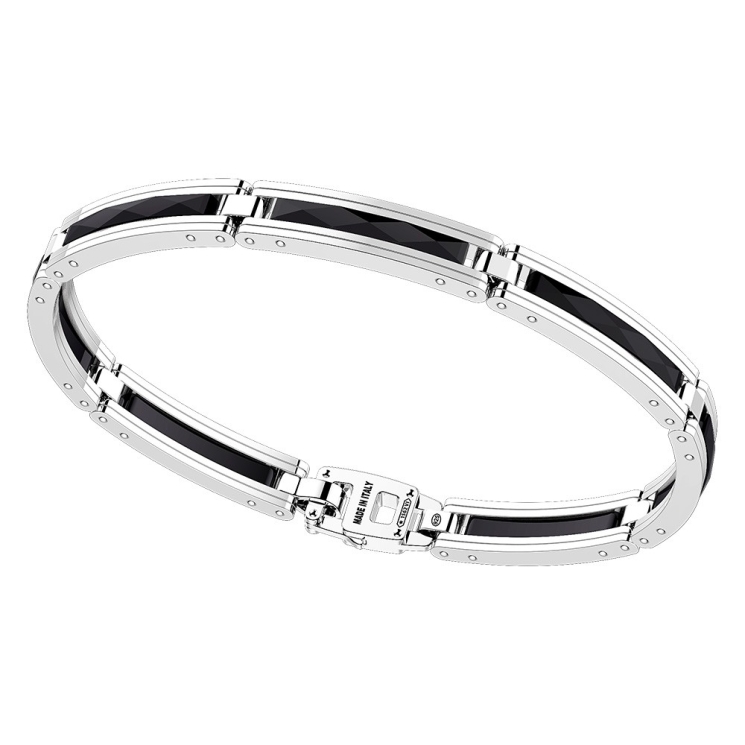 Bracciale in argento e inserti in ceramica.