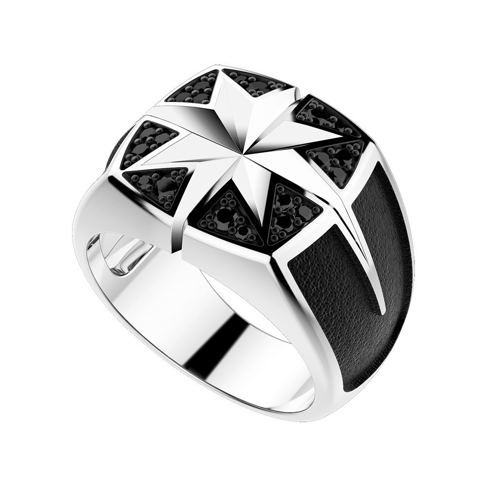 Anello in argento con rosa dei venti.
