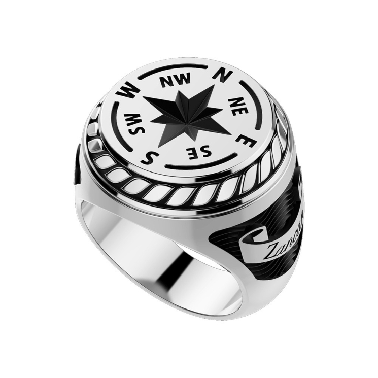 Anello in argento rosa dei venti.
