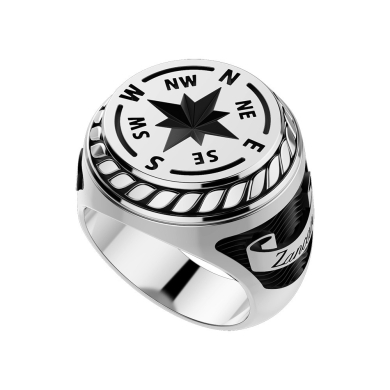 Anello in argento rosa dei venti.