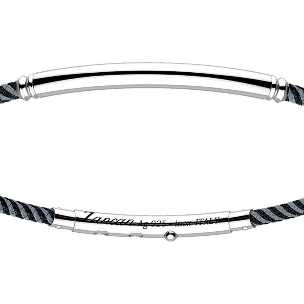 Zancan-Armband aus Kevlar mit Silberplakette.