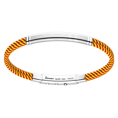 Pulsera Zancan de kevlar con placa de plata.