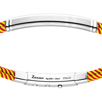 Pulsera Zancan de kevlar con placa de plata.