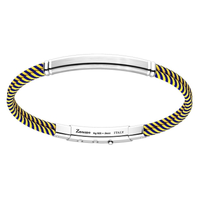 Pulsera Zancan de kevlar con placa de plata.
