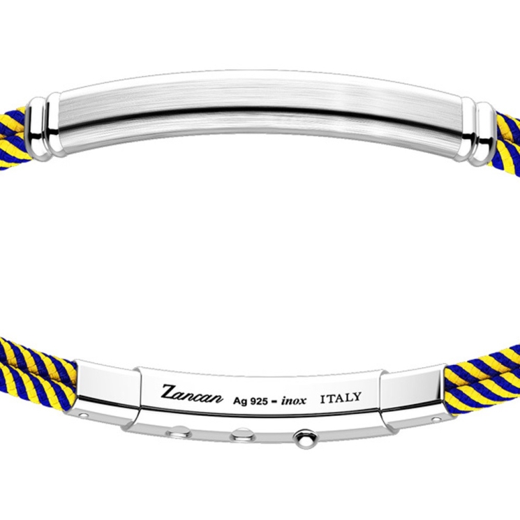 Pulsera Zancan de kevlar con placa de plata.