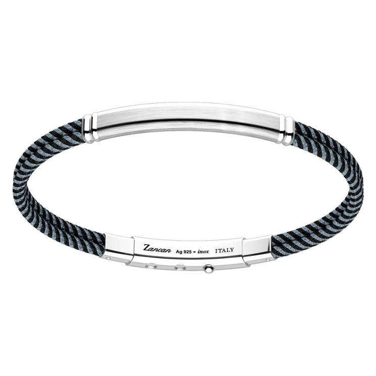 Pulsera Zancan de kevlar con placa de plata.