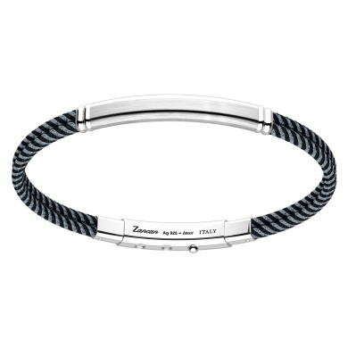 Pulsera Zancan de kevlar con placa de plata.