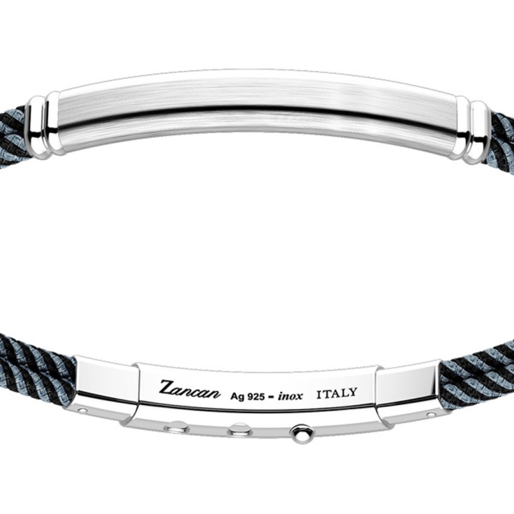 Pulsera Zancan de kevlar con placa de plata.