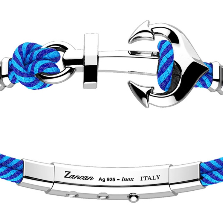 Zancan kevlar bracelet with silver anchor.